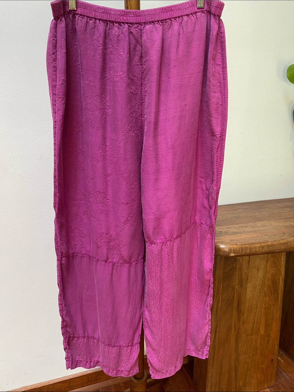 Kiko 100% Silk Wide-Leg Pull-On Pants in Bright Magenta